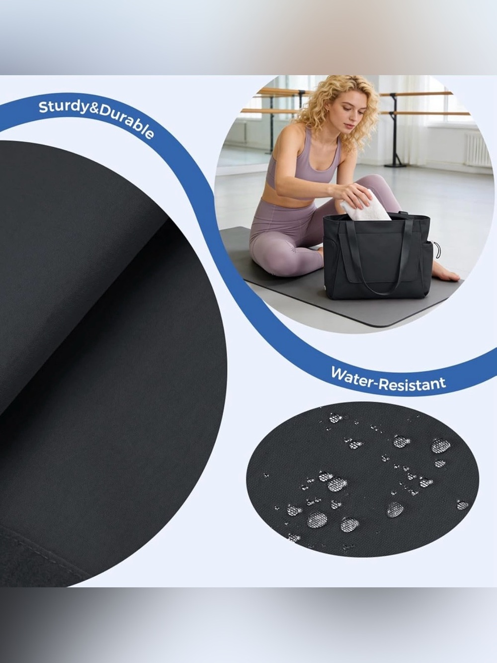 Women’s Gym Bag/Tote Bag with Yoga Mat Holder and Wet/Dry Pocket - Picture 6 of 7